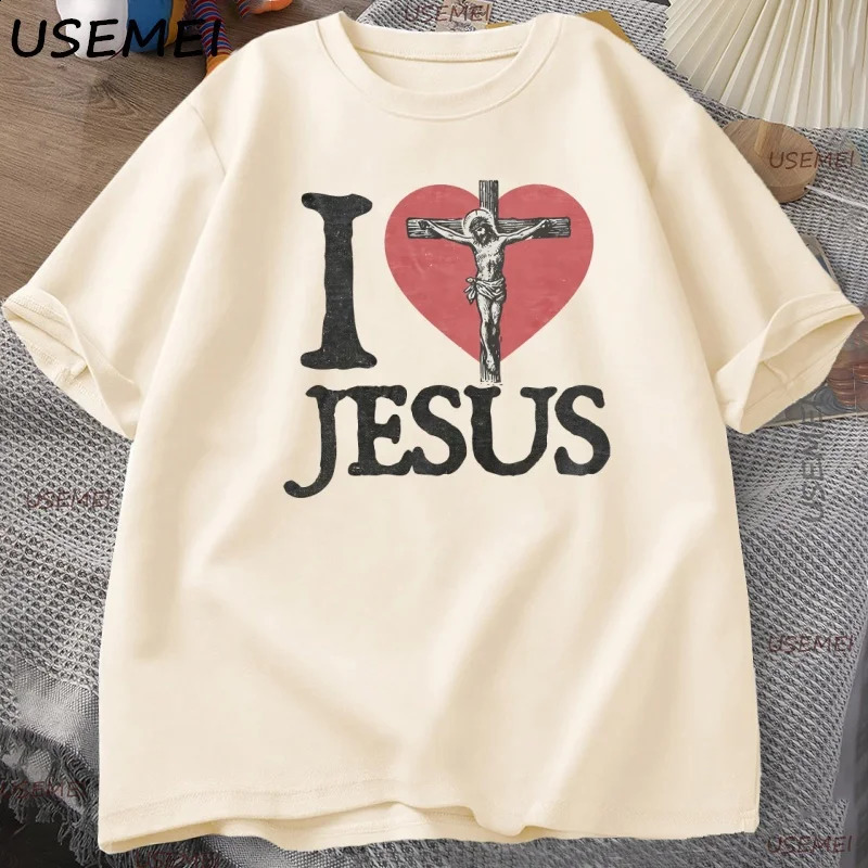 I Love Jesus T-shirt Men Women Vintage Christian Tee Retro Faith Graphic Tee Easter Religious T Shirt Harajuku Short Sleeve Tops 250822