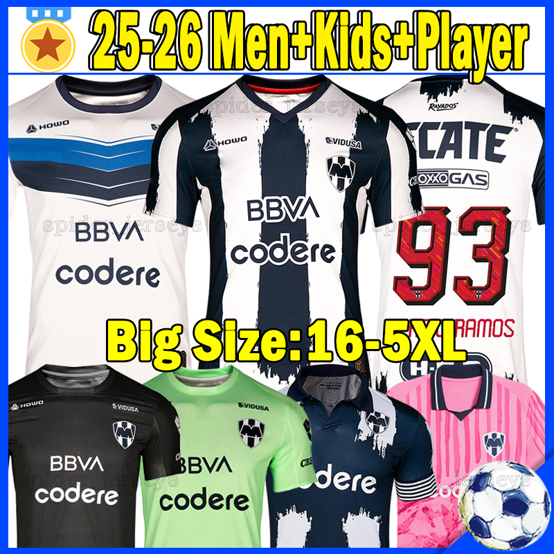 4XL 5XL 2025 2026 MONTERREY SERGIO RAMOS Soccer Jerseys S.RAMOS Cup Liga MX Football Shirts 25 26 BERTERAME CANALES Player Version Goalkeeper ANDRADA Men Kids Kits 3XL