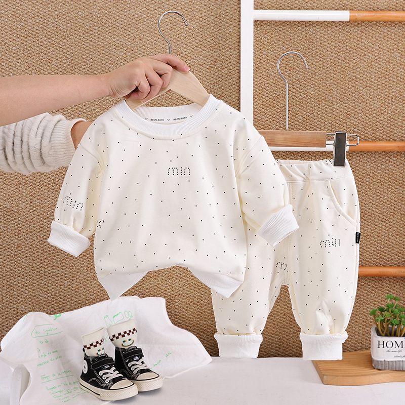 2025 Latest Girls' Spring Suit Fashionable Baby Clothes Casual Long Sleeve Sweatshirt Two Piece 1 Year Old Toddler Cool clothing sets pink white 