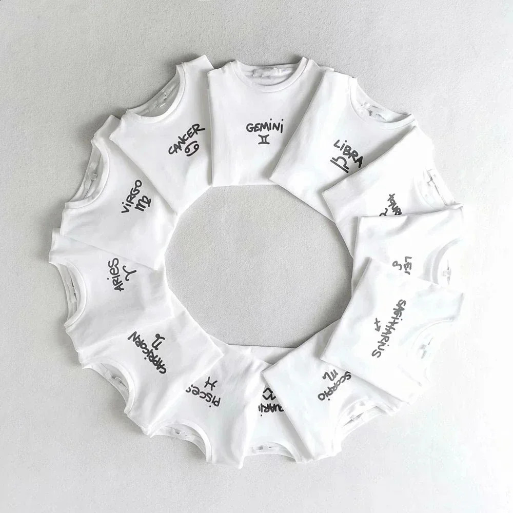 Y2K Baby T-shirt Slim Zodiac Sign Fitted Cropped Ribbed T-shirt crop top Cute Kawaii Tee Sexy Cap Sleeve Summer fairy grunge emo 250822