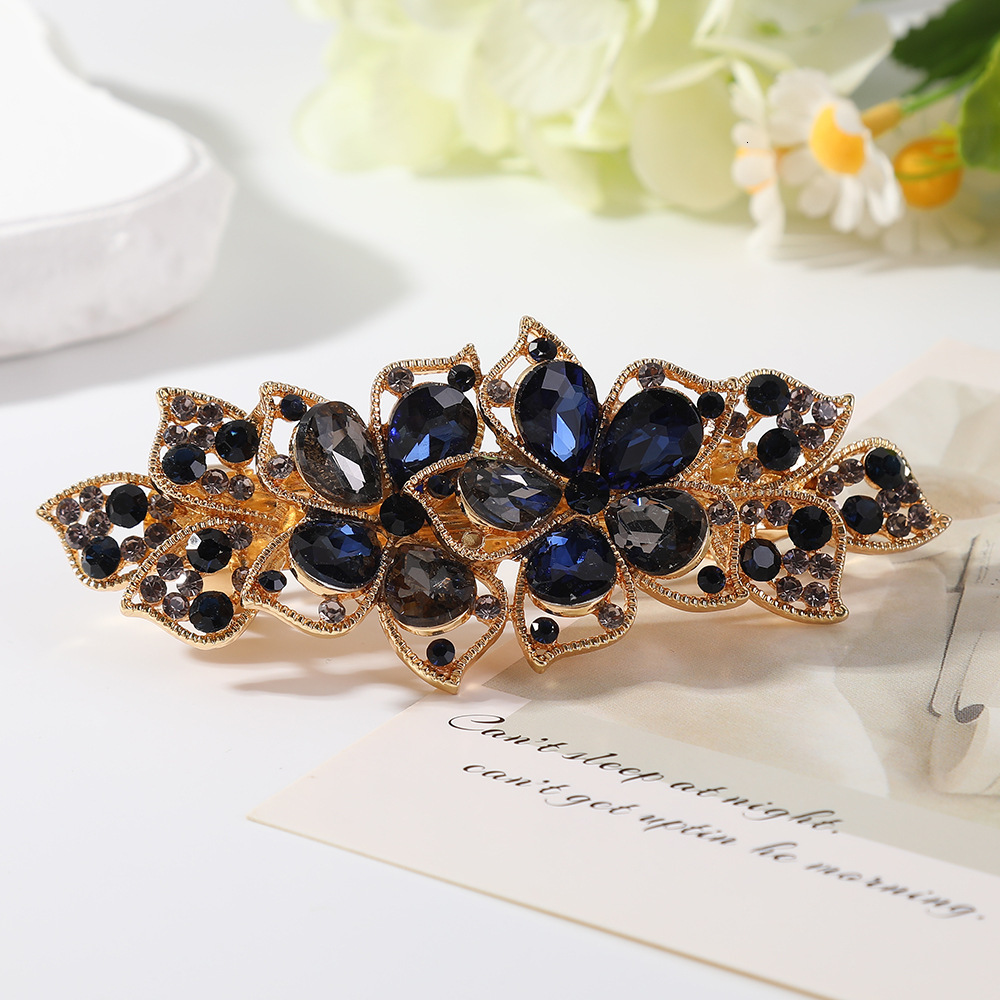 Korean Version New Crystal Women's Hairpin Fashion Back of Head Rhinestone Top Spring Clip Hair Accessory SY-8023
