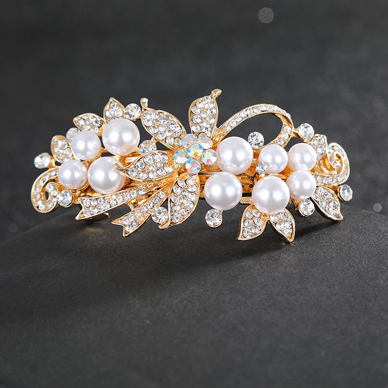 Pearl Back of Head Hairpin Bun Large Horizontal Women's Accessories Ponytail Clip Mom Hair Ornament SY-8003