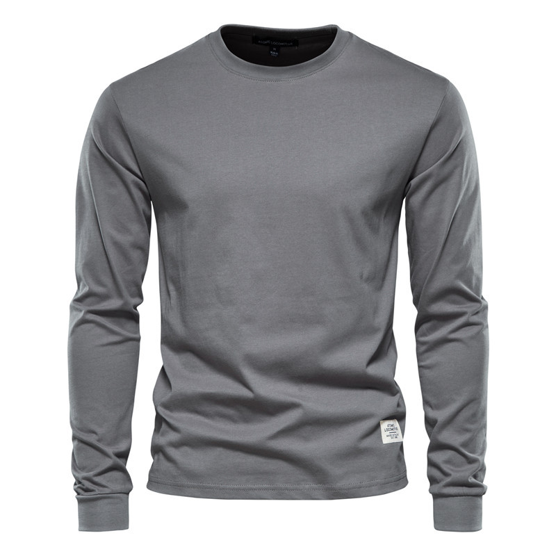 Men's long-sleeved round neck top casual simple T-shirt