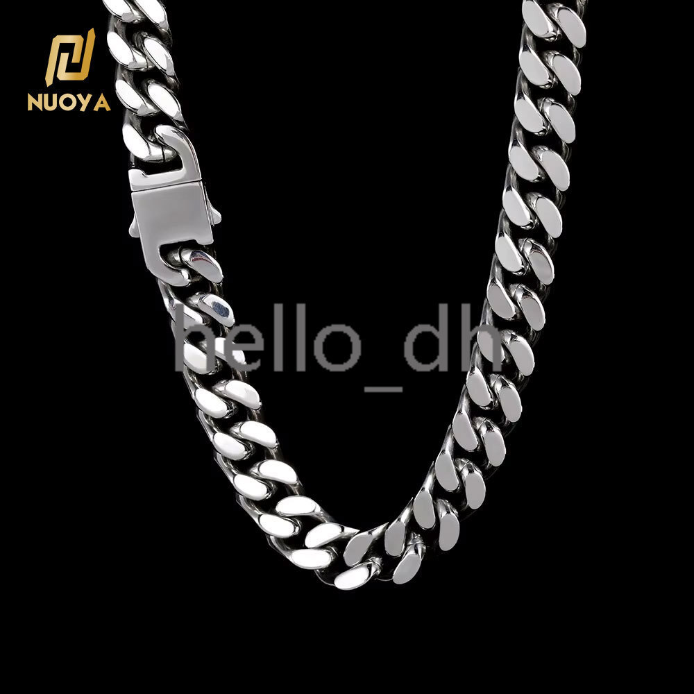 Hip Hop Silver Cuban Curb Link Mens Miami High Polishing 925 silver 925 silver Encrypted Chain Necklace Cuban Link Chain