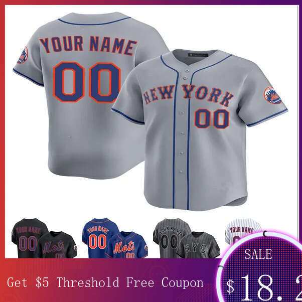 MLB Mets Jersey Baseball Mike Piazza Pete Alonso Brandon Nimmo Jeff McNeil Starling Marte Francisco Aarez Mark Vientos Juan Strawberry Soto Lindor