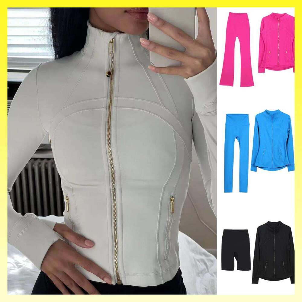 Womens designer luluuleefinejackets set Sports apparel luluulemonins set yoga jackets fitness leggings running shorts training luluness lemonlies bras