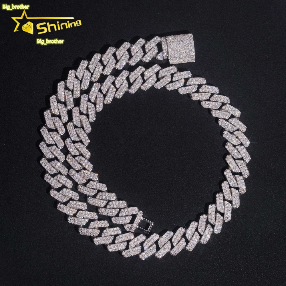 New ArrivalHot Selling 14mm 925 Silver Hip Hop Miami Moissanite Cuban Link Chain