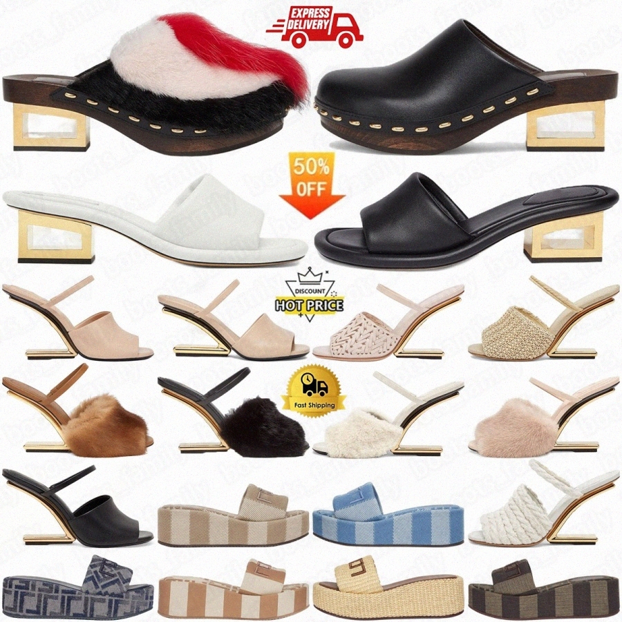 designer sandals slides slipper First sliders women Ffold Summer Brand Baguette Leather Slide Black Pink Blue q2Eg#