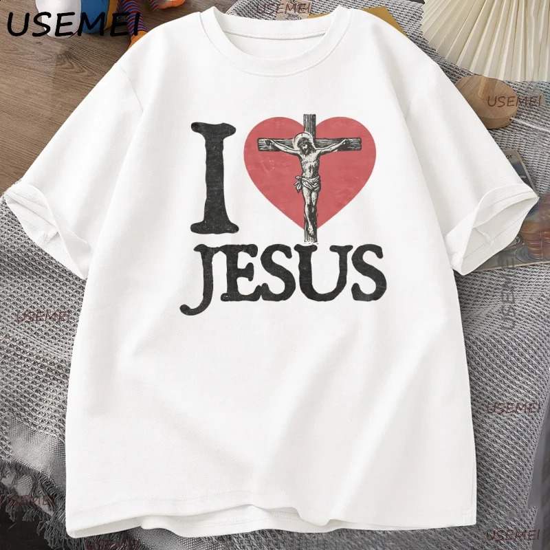 I Love Jesus T-shirt Men Women Vintage Christian Tee Retro Faith Graphic Tee Easter Religious T Shirt Harajuku Short Sleeve Tops 250822