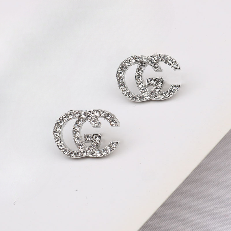 Fashion Women Designer Earrings Stud Brand Letter Crystal Earring Wedding Party Jewerlry Classic Style