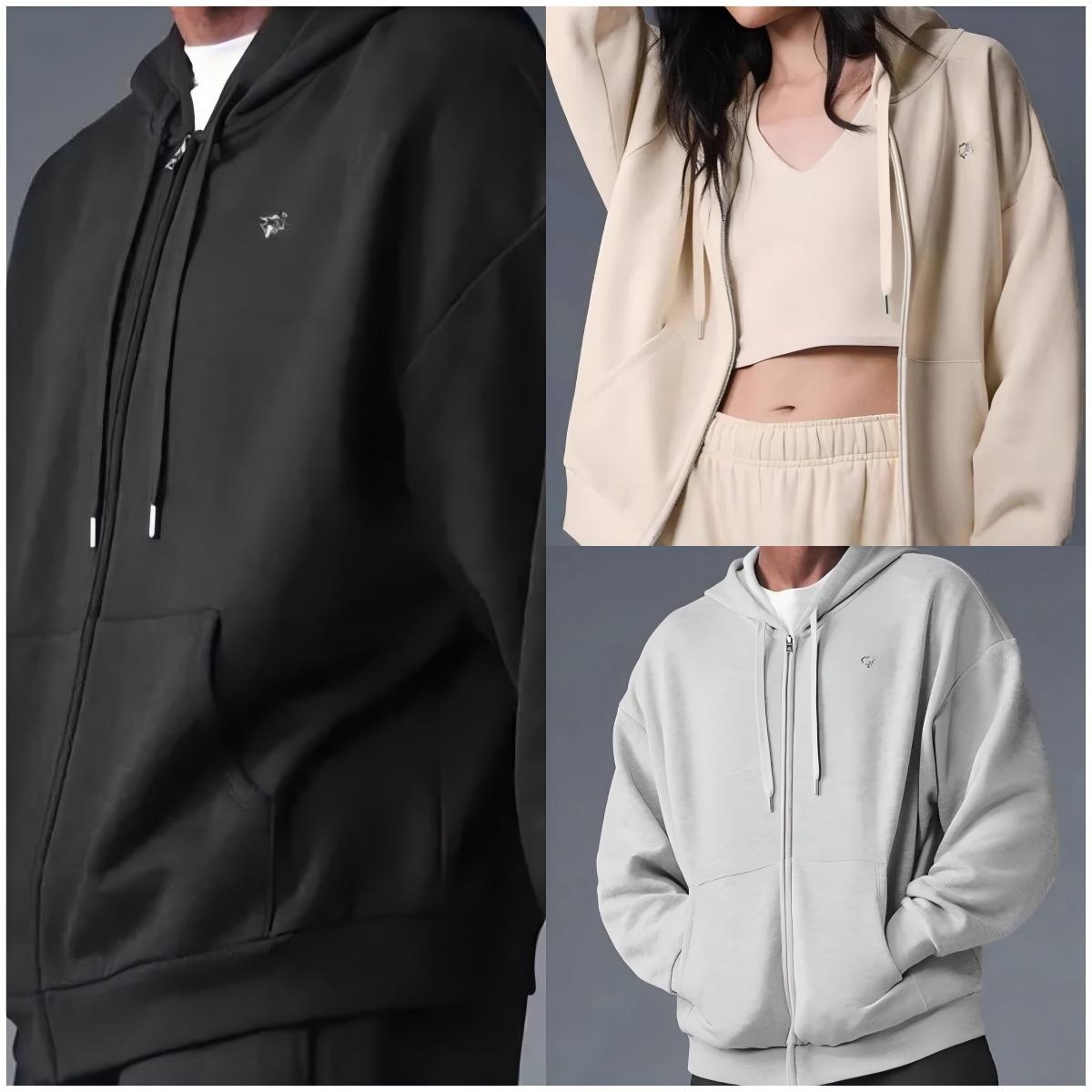 yoga men hoodie zip up luxury leisure tops hip hop pullover with raised lettering unisex oversized sweatshirt alsets men winter fall coat hoodies