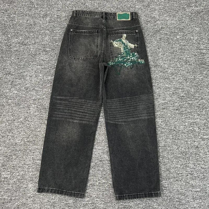 Designer Men's Jeans Derschutze 25ss Trend Brand Embroidery Patchwork Pattern Loose Casual Men Women Versatile Straight-leg Denim Pants