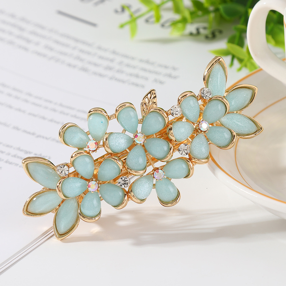 New Korean Style Elegant Flower Temperament Imitation Cat Eye Spring Top Bangs Clip Half Tie Hairpin Hair Accessories Wholesale SY-8021