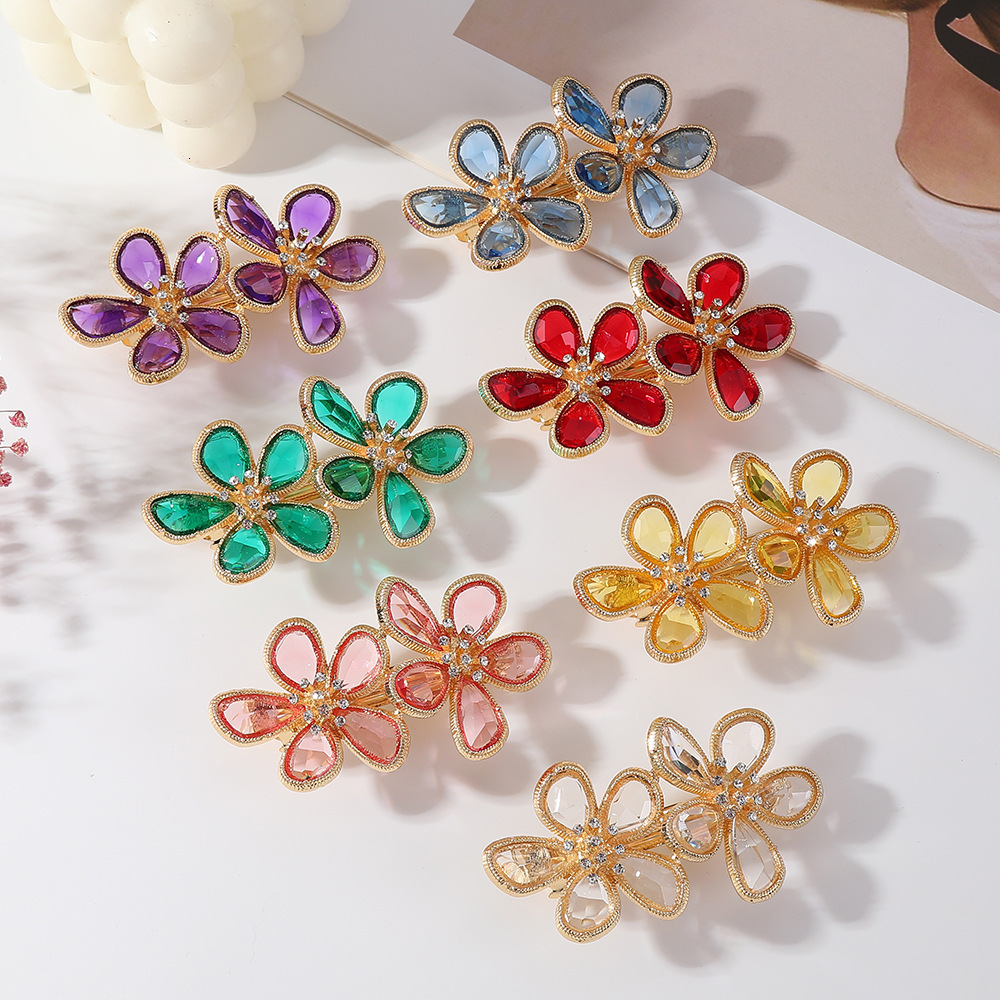 Korean Version Clear Multi-Faceted Fashion Flower Back of Head Women's Spring Accessory Hair Clip SY-8020