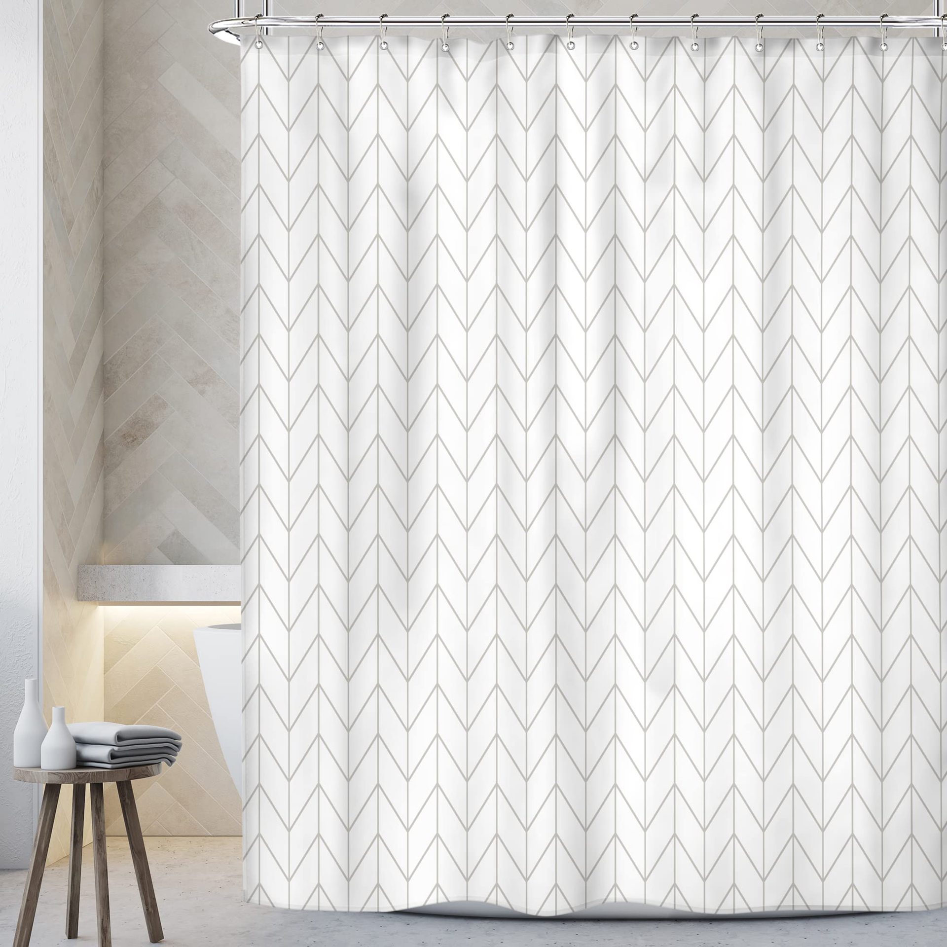 YL-37050 digital printed cloth shower curtain waterproof thick bathroom partition curtain with hook