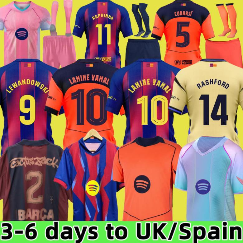 24 25 26 LAMINE YAMAL Lewandowski soccer jerseyS GAVI Raphinha FERRAN 2025 2026 football shirt set F. DE JONG men women kids kit camiseta barcalona Travis