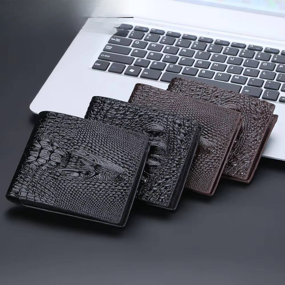 Short Men Wallets Zipper Coin Pocket Crocodile Pattern Men's Wallet Luxury Card Holder PU Leather Classic Male Purse ddmynov