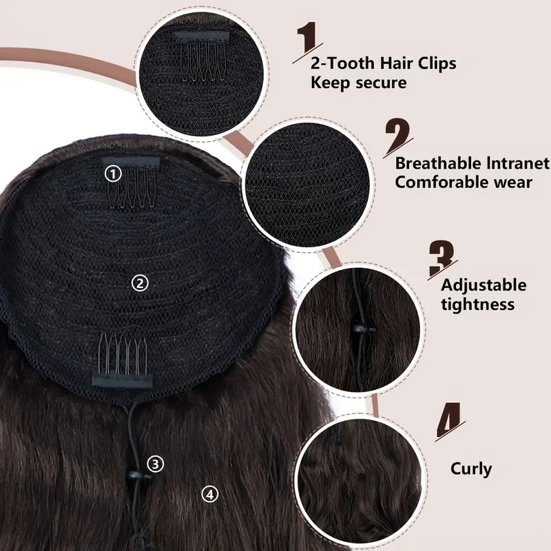 Women's Small Curly Ponytail Natural and Vivid Brown and Black Multiple Color options j16
