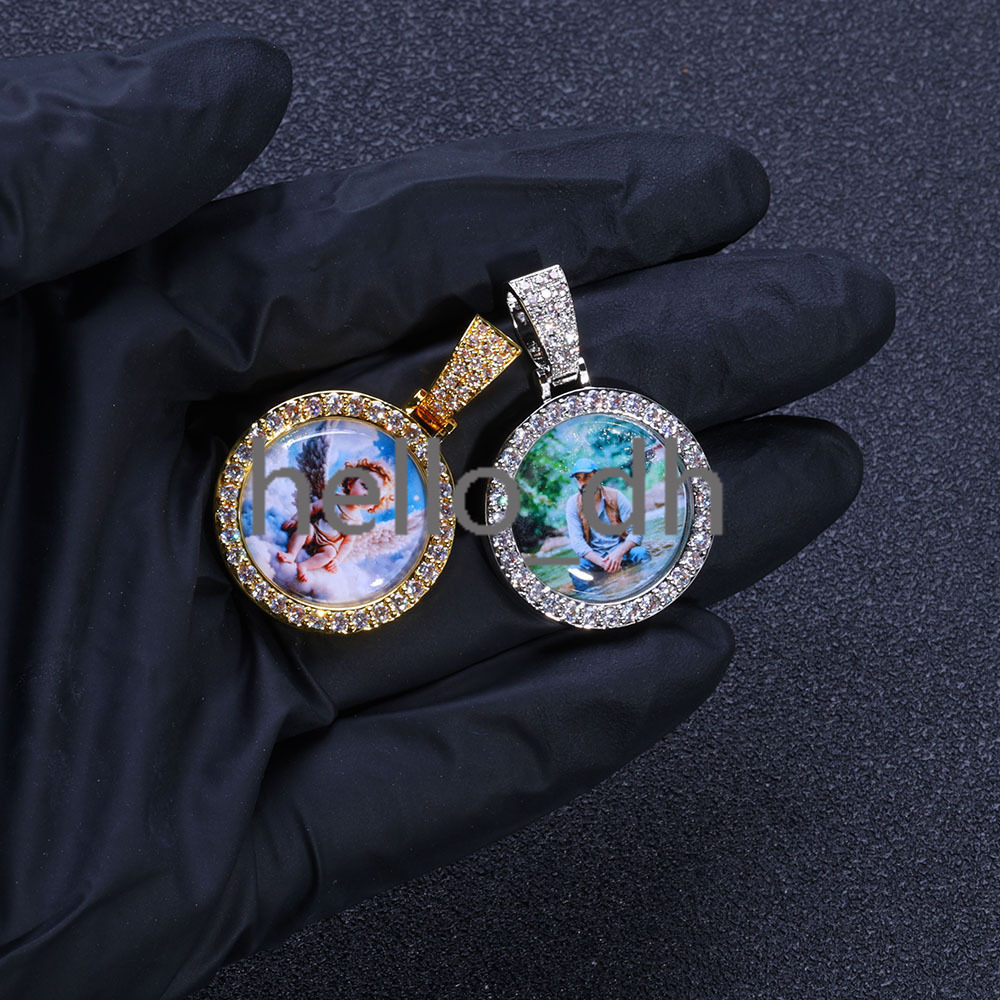 Hip Hop Fine Jewelry Round Vvs Moissanite Custom Photo Pendant 925 Sterling Silver 25mm Small Picture Pendant Tariff Free