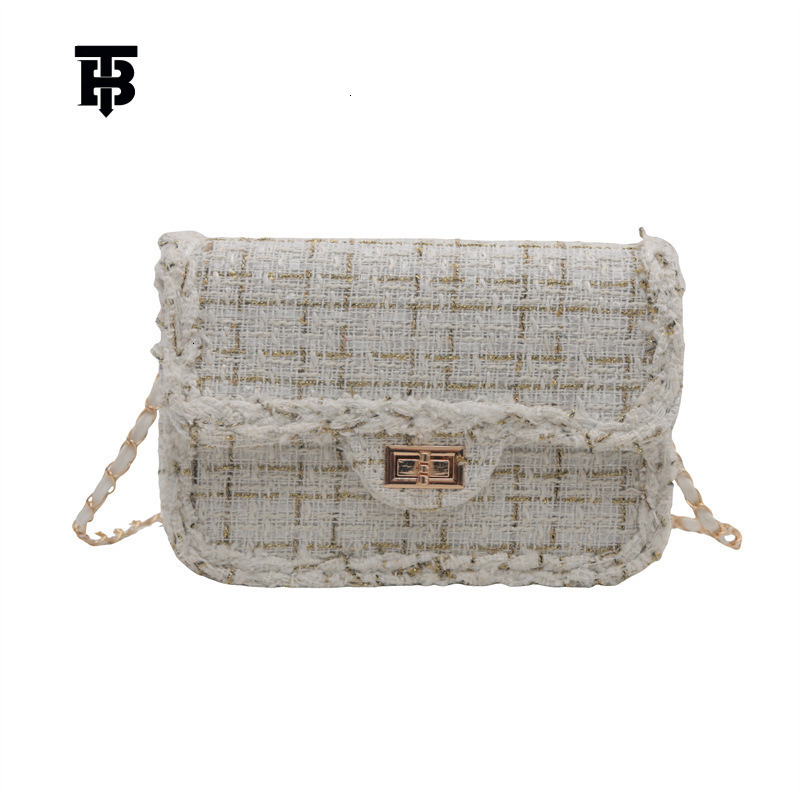 TB BHULAMTE Luxury Fashion Designer Women's Mini Shoulder Bag New Fashion Wool Plaid Handbag Simple Chain Crossbody Bag Personalized Small Square
