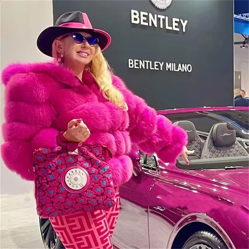 Autumn Winter Thick Warm Women Faux Fur Pink Hoodie Collar Long Sleeve Coats Casual High Quality Fluffy Black Jackets Outwear250821