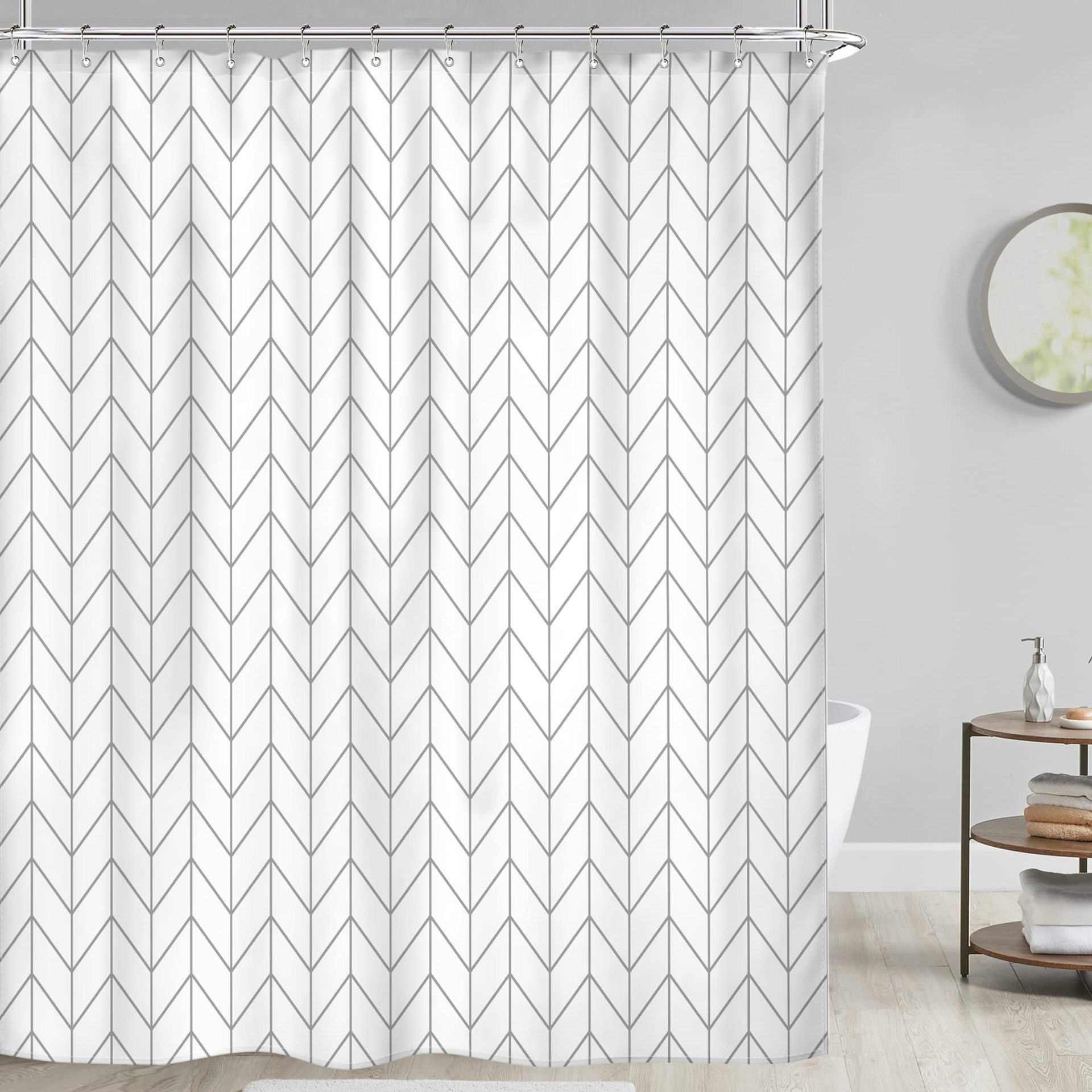 YL-37050 digital printed cloth shower curtain waterproof thick bathroom partition curtain with hook