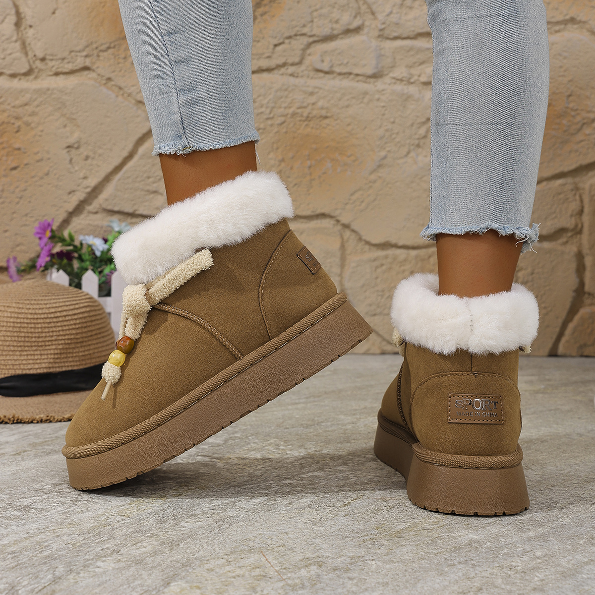 Vintage Versatile Womens Cotton Shoes Autumn Winter 2025 Designer New Style Outdoor Lined Thickened Warm Snow Boots Sizes 36 to 41