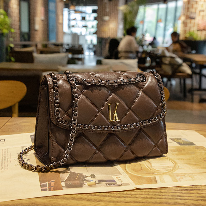 LORDLY KNACK designer light genuine leather casual tote high-quality vintage chain bag for woman