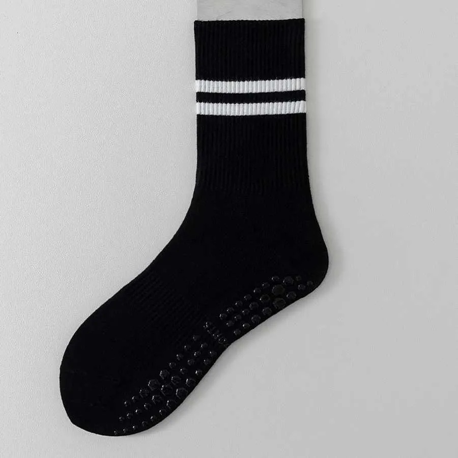 1 pair of medium high yoga socks womens cotton socks adhesive anti slip sports socks casual Pilates fitness