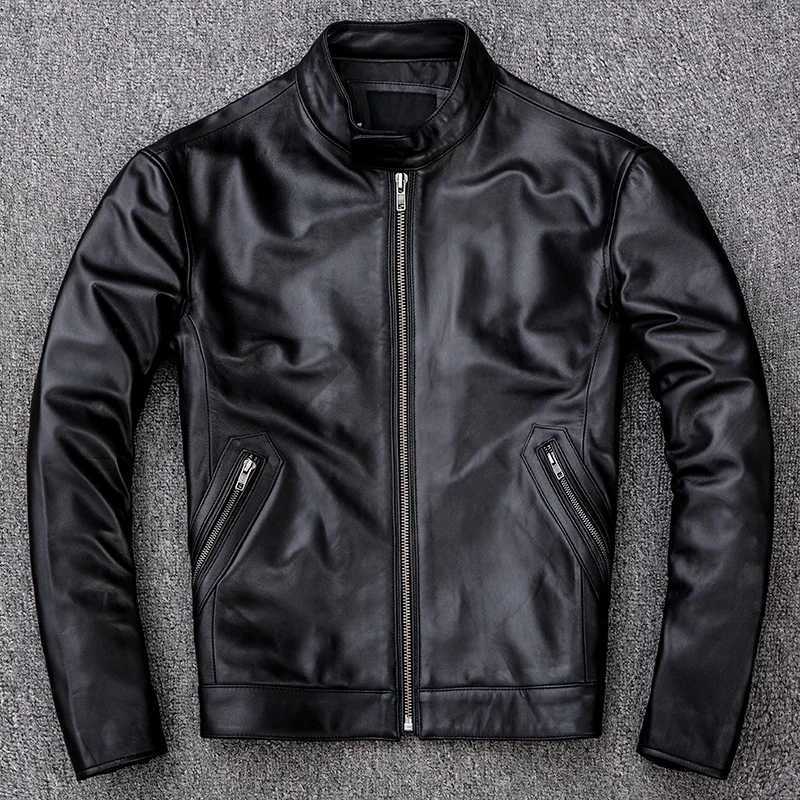 Spring Natural Genuine Leather for Men Motorcycle Slim Male Coat Mens Sheepskin Biker Fashion Clothing X250822