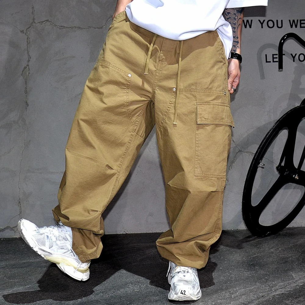 Mens American Tactical Cargo Pants Premium Camo Baggy Loose Fit Vintage Streetwear Korean Style Trendy Workwear Khaki Pants Male 250822