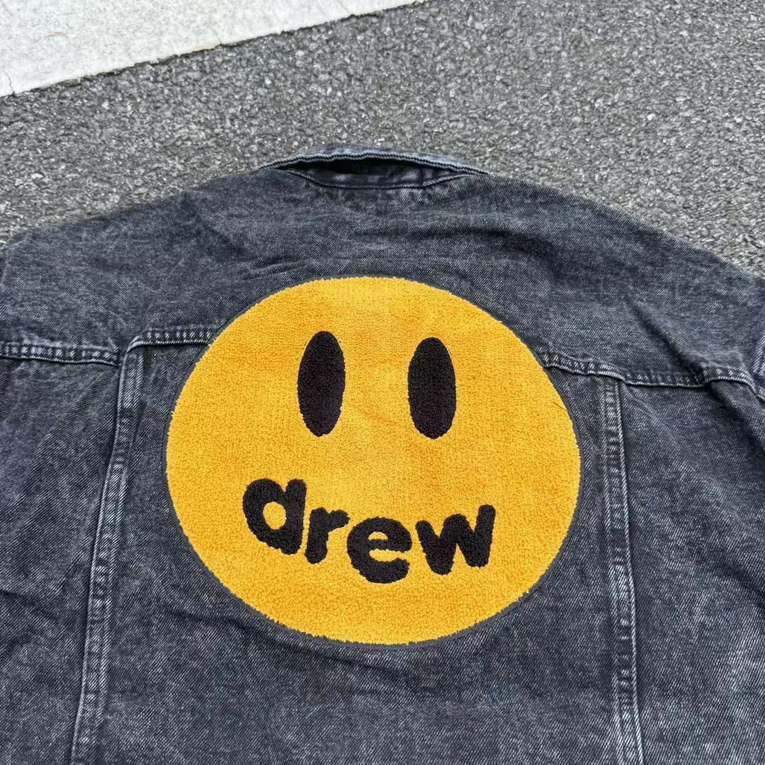 Drew House Men's Clothing autumn and winter designer American retro print loose denim jacket Smilingface