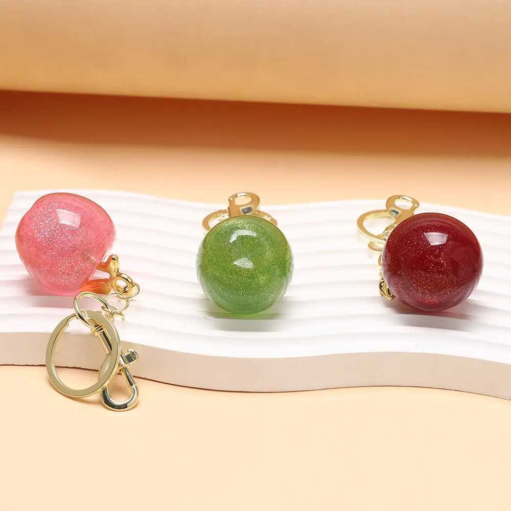 Crystal Apple Bag Charm Keychain Pendant Gift Creative Fruit Cherry Keyring Ladies Luggage Bag Decoration Bag Accessory L250822