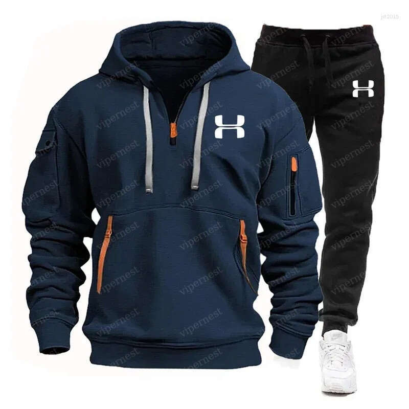 Men Hoodies Sweatshirts Designer Men Tracksuits Autumn And Winter Multi-pocket Zipper Long-sleeved Hoodie Sports Leisure Pants Two piece Fitness Suit Mens Hooded