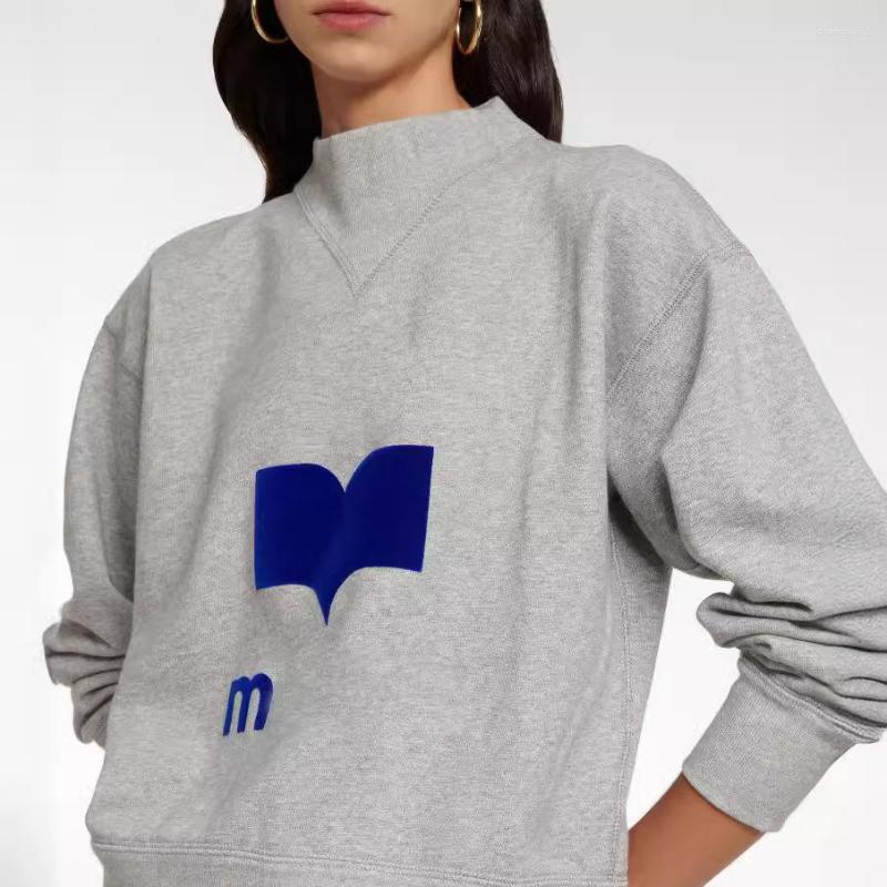 Womens Hoodies Clothes Elegant Autumn All-Match Letter Flocking Printed Sports Style Half-High Neck Loose Terry Sweater S251124