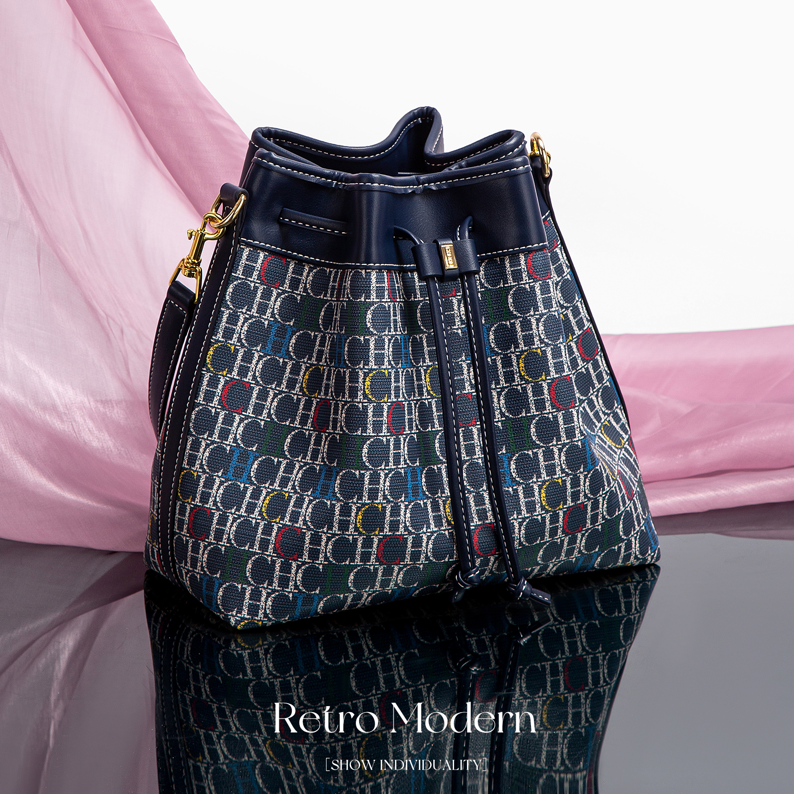 Fashion Classic Women's Handbag 2025 Autumn New Style Drawstring Design Women's One Shoulder Bucket Bag