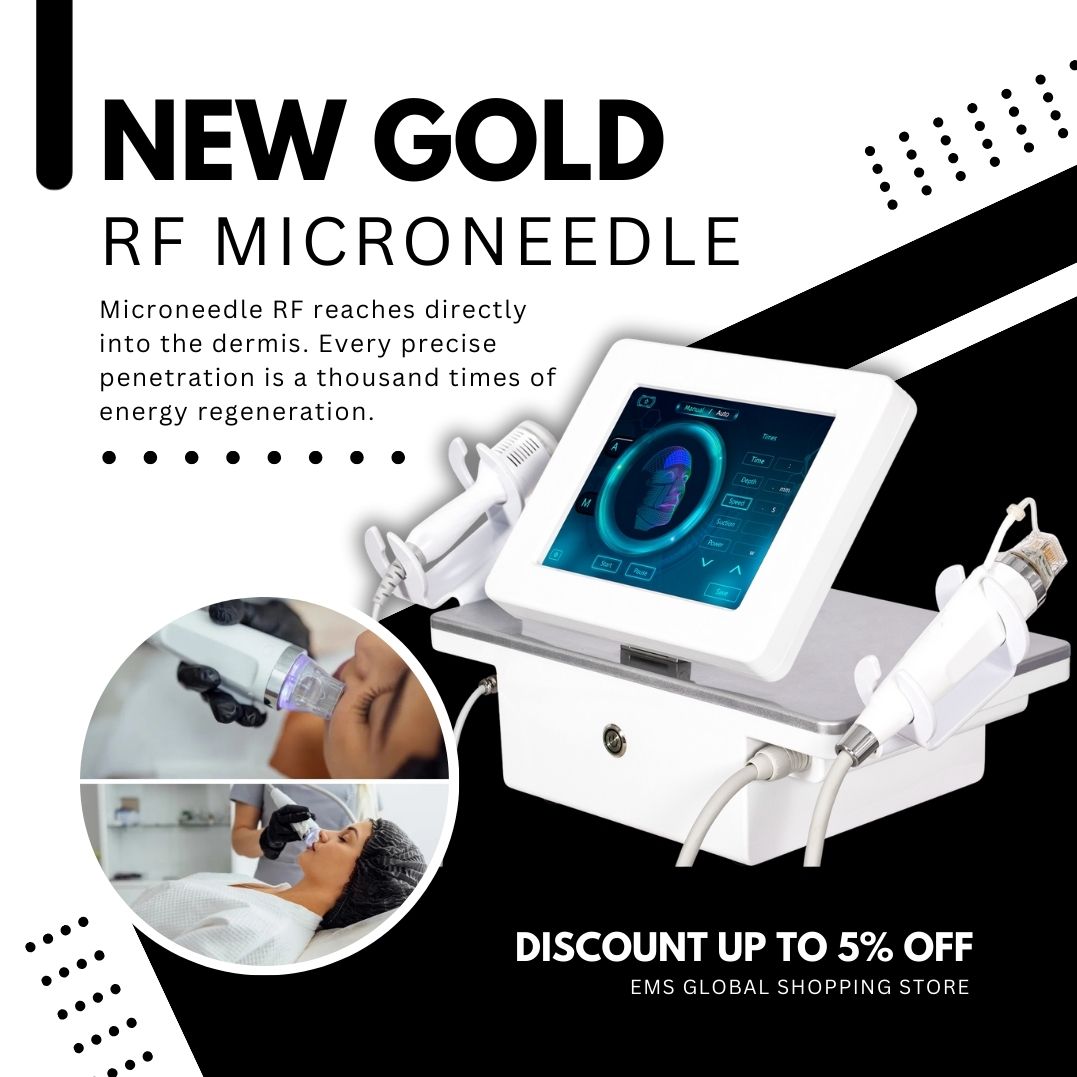 RF Microneedling Machine Portable 2 In 1 With Cooling Hammer For Wrinkle Removal Fine Lines Skin Rejuvenation Collagen Boost Face Neck