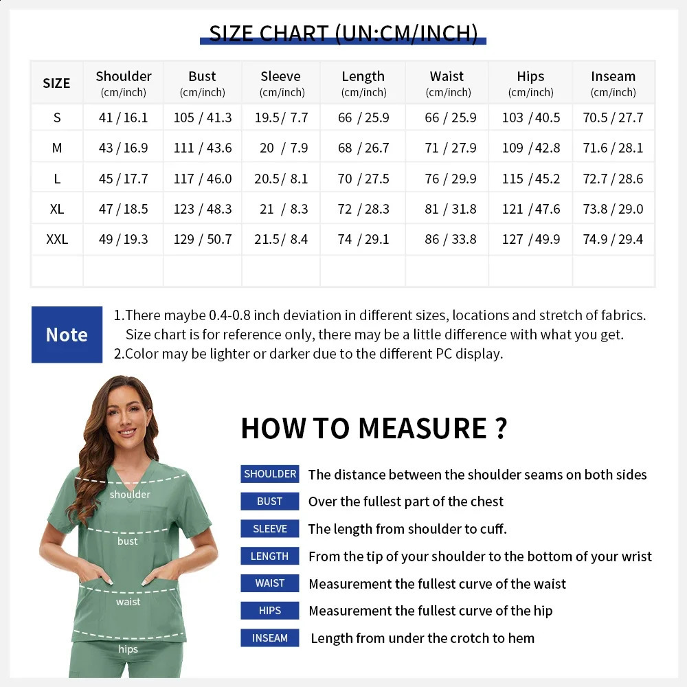 Multicolor Nurse Uniforms Workwear Pet Scrub Topspants Suit Women Short Sleeved Multi Function Pocket Nursing Workwear 250822