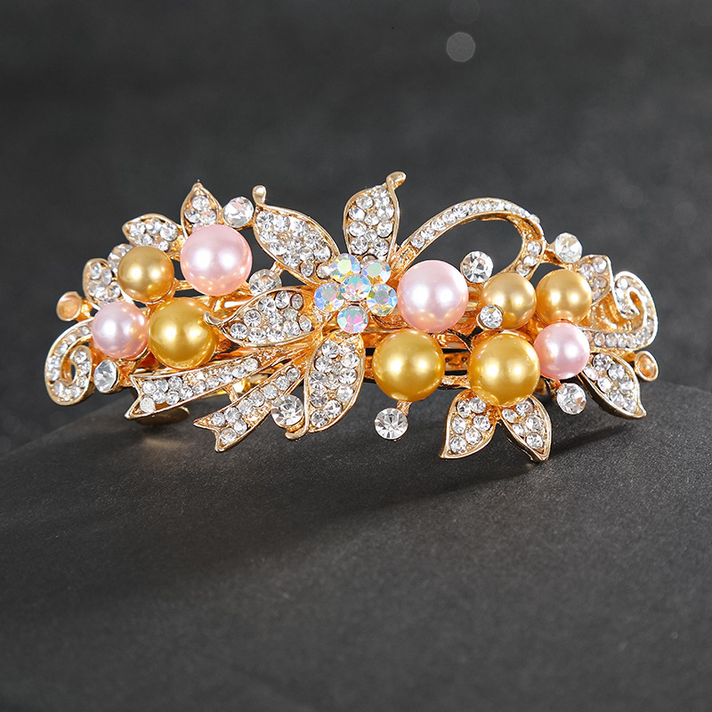 Pearl Back of Head Hairpin Bun Large Horizontal Women's Accessories Ponytail Clip Mom Hair Ornament SY-8003