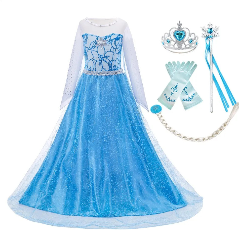 Anna Elsa Costume Children Princess Dress for Girls Kids Cosplay Snow White Christmas Carnival Party Disguise Outfit w250910