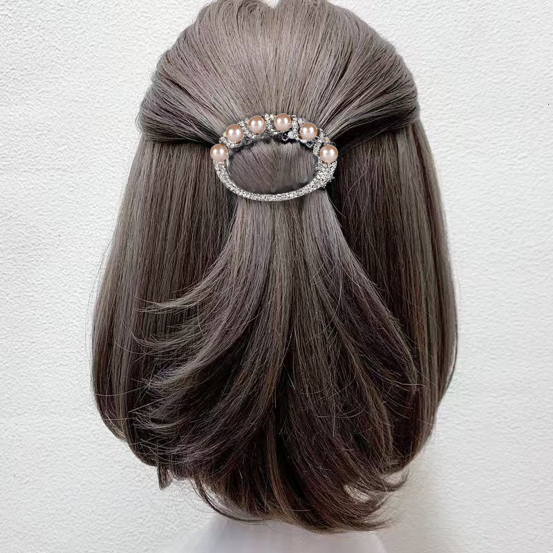 Korean Rhinestone Flower Spring Pearl Half Updo Elegant Temperament Top Exquisite Round Medium Ponytail Clip SY-8090