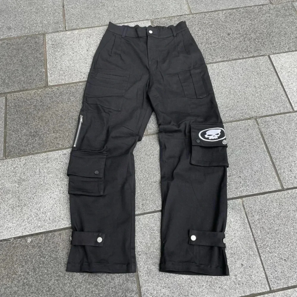 Baggy Casual Wide Leg Jeans Men Street Retro Hip Hop Print Jeans Trend Fashion Black High-waist Jean Y2k Men Clothing 250822