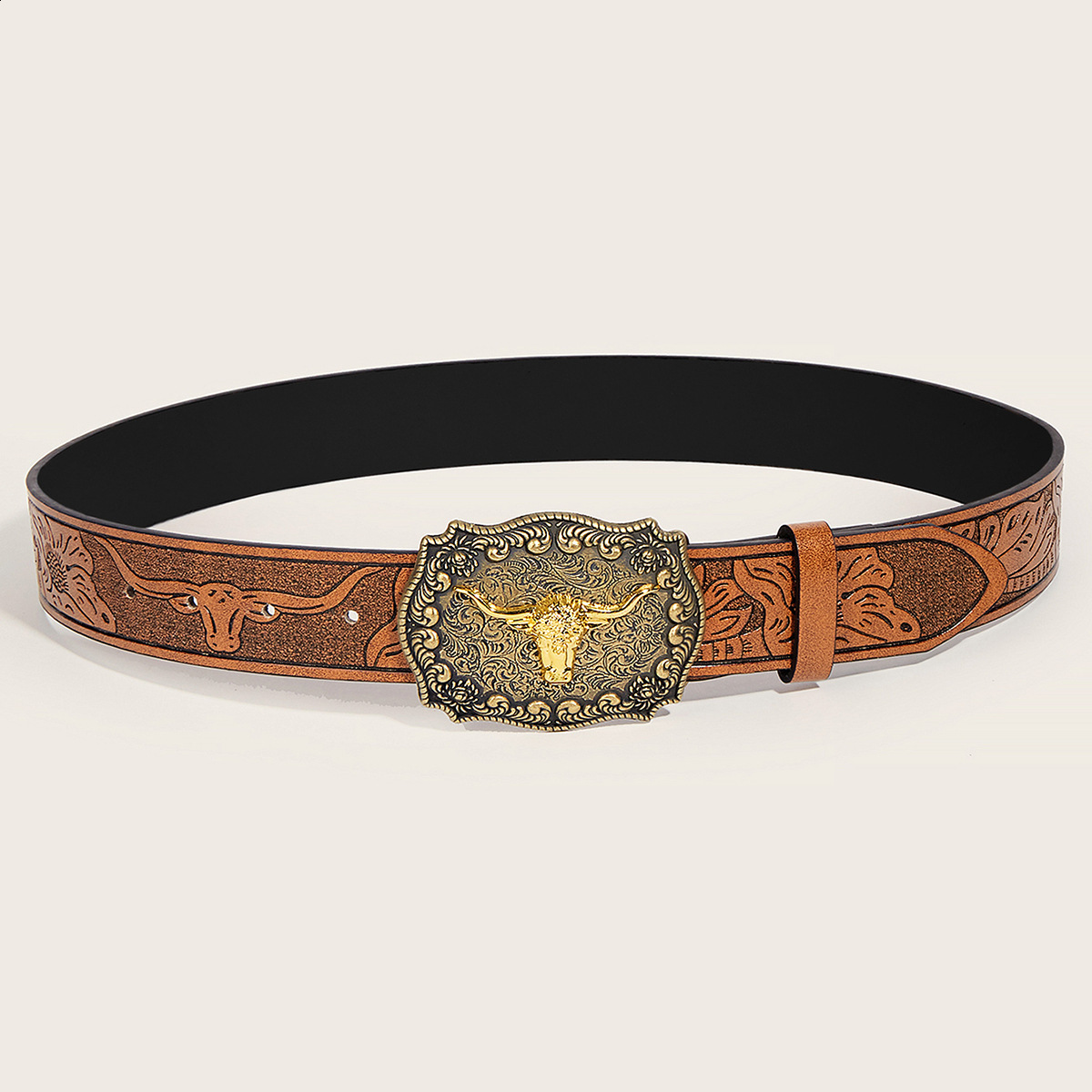 Mens Western Embossed Genuine Leather Belts with Golden Cowboy Longhorn Bull Buckle Belt Business Waist Straps For Men Droping 250701