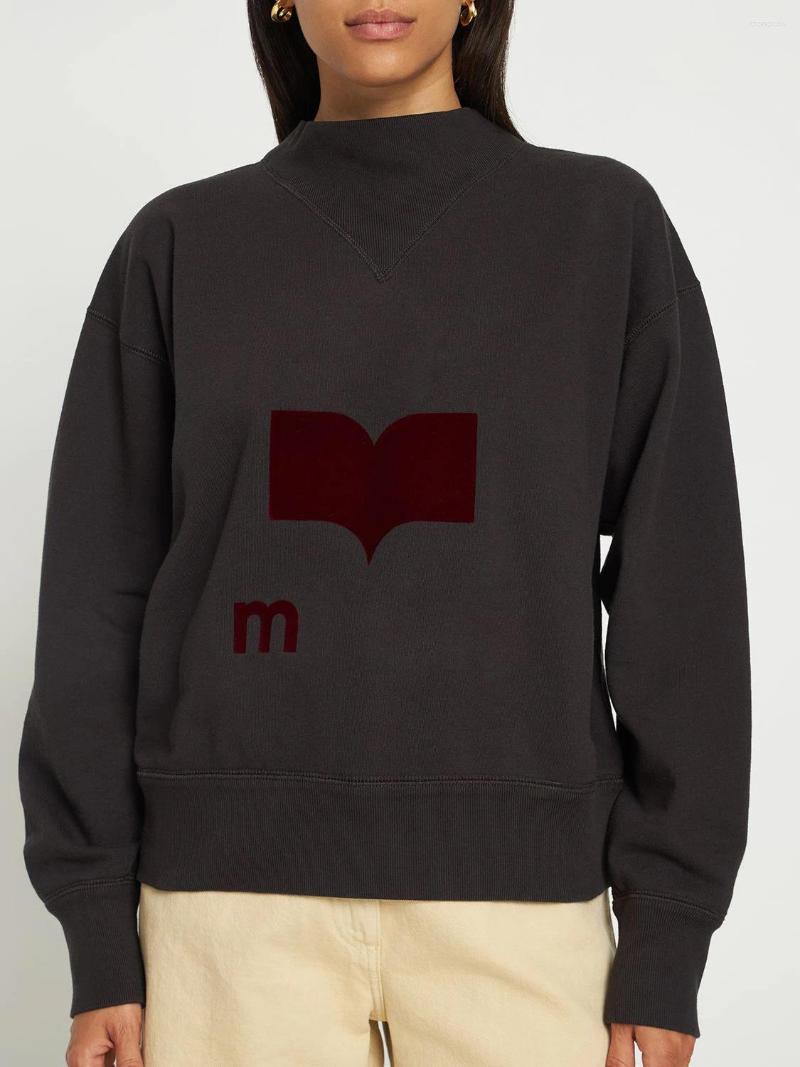 Womens Hoodies Clothes Elegant Autumn All-Match Letter Flocking Printed Sports Style Half-High Neck Loose Terry Sweater S251124