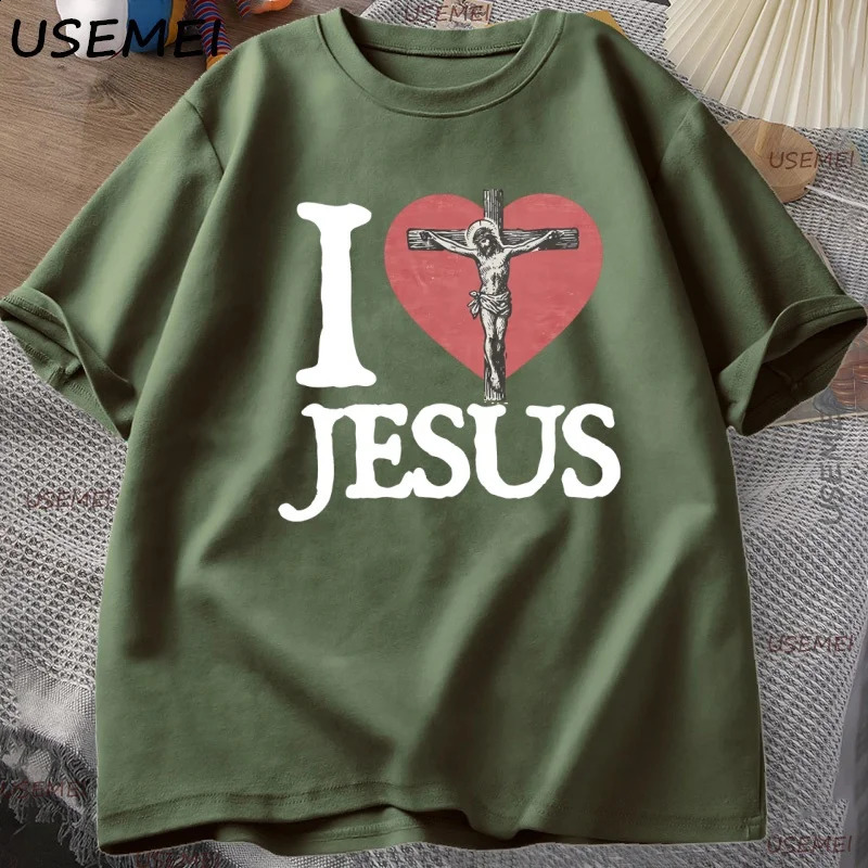 I Love Jesus T-shirt Men Women Vintage Christian Tee Retro Faith Graphic Tee Easter Religious T Shirt Harajuku Short Sleeve Tops 250822