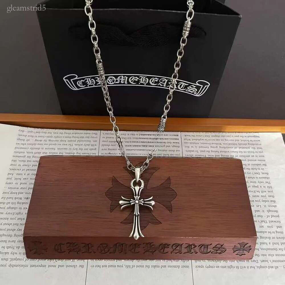 chrome necklace Designer Pendant Chrome Necklaces Cross New Vintage Pendant Cross Crome Chain Couples Black Chain White Diamonds Chrme Jewelry cross necklace ffb