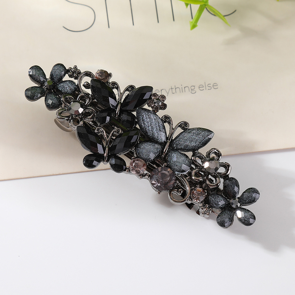 Korean Style Elegant Mom Spring Butterfly Flower Horizontal Back of Head Top Ponytail Clip Hair Accessories SY-8026