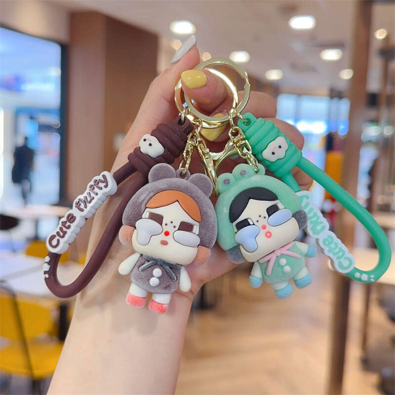 Designer Keychain Bag Charm Keychain Wallet Cute Flocked Crying Baby Cartoon 3D Doll For Girlfriends Bag Pendant Backpack Keychain