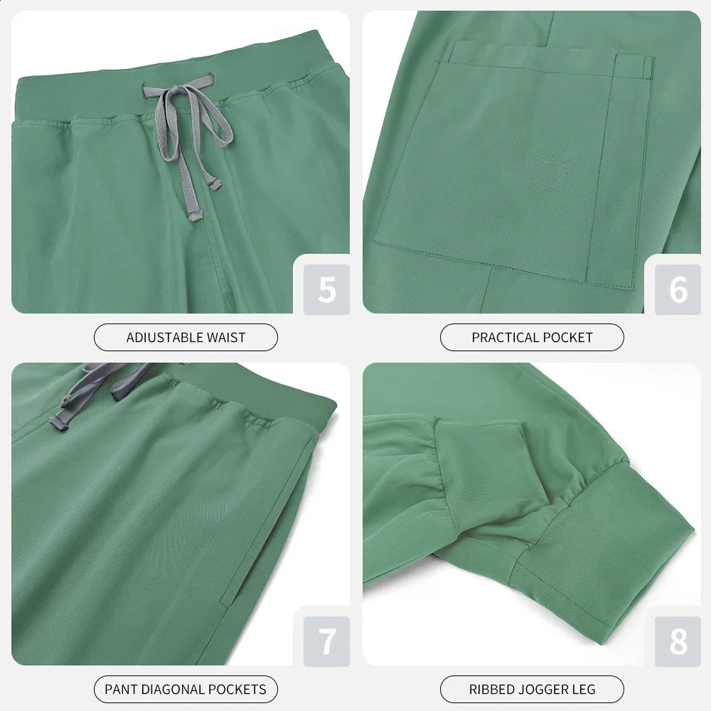 Multicolor Nurse Uniforms Workwear Pet Scrub Topspants Suit Women Short Sleeved Multi Function Pocket Nursing Workwear 250822