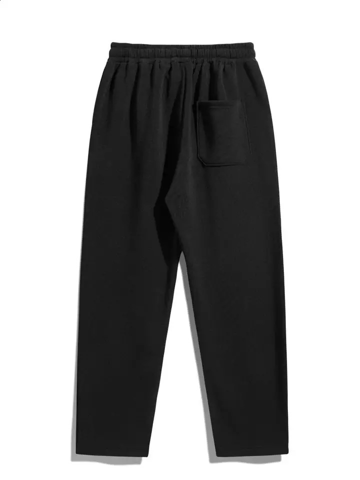 Mens regular-fit plain sports straight-leg pants with drawstring and elastic waistband knitted trousers suitable for everyday 250822